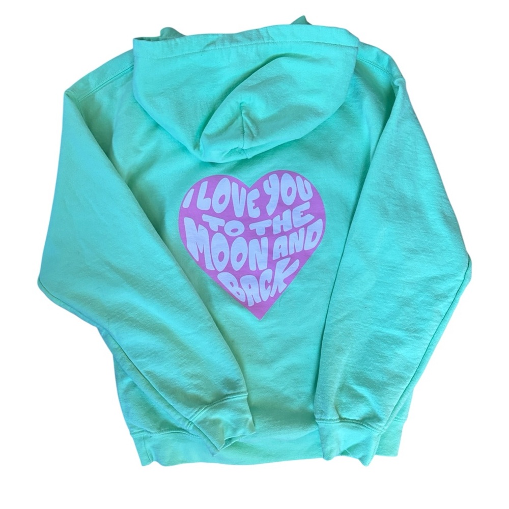 Faded moon mint green hoodie